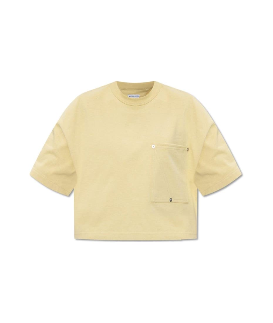 【関税・送料込み】BOTTEGA VENETA CROPPED COTTON T-SHIRT Heart-detail cropped jersey T-shirt in white - Bottega
