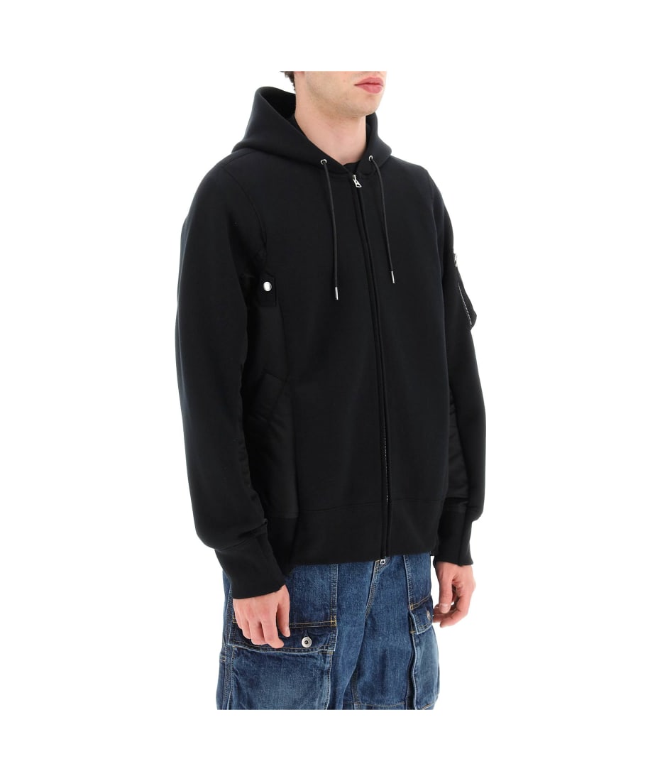 Sacai Oversized Zip-up Hoodie With Nylon Inserts | italist