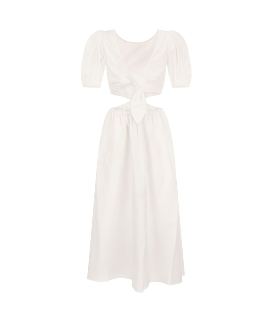RED Valentino Cotton Dress With Ribbon - White