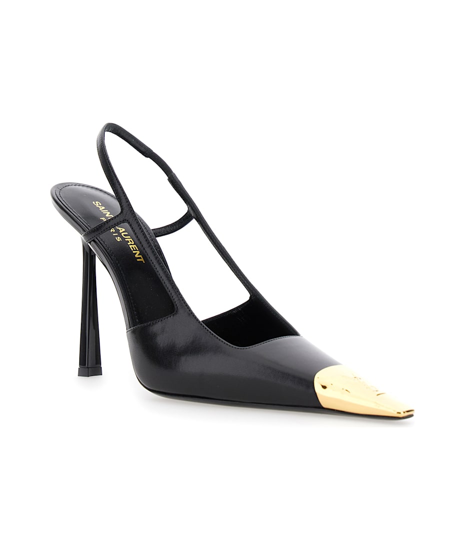 Saint Laurent 'jeanne' Black Slingback Pumps With