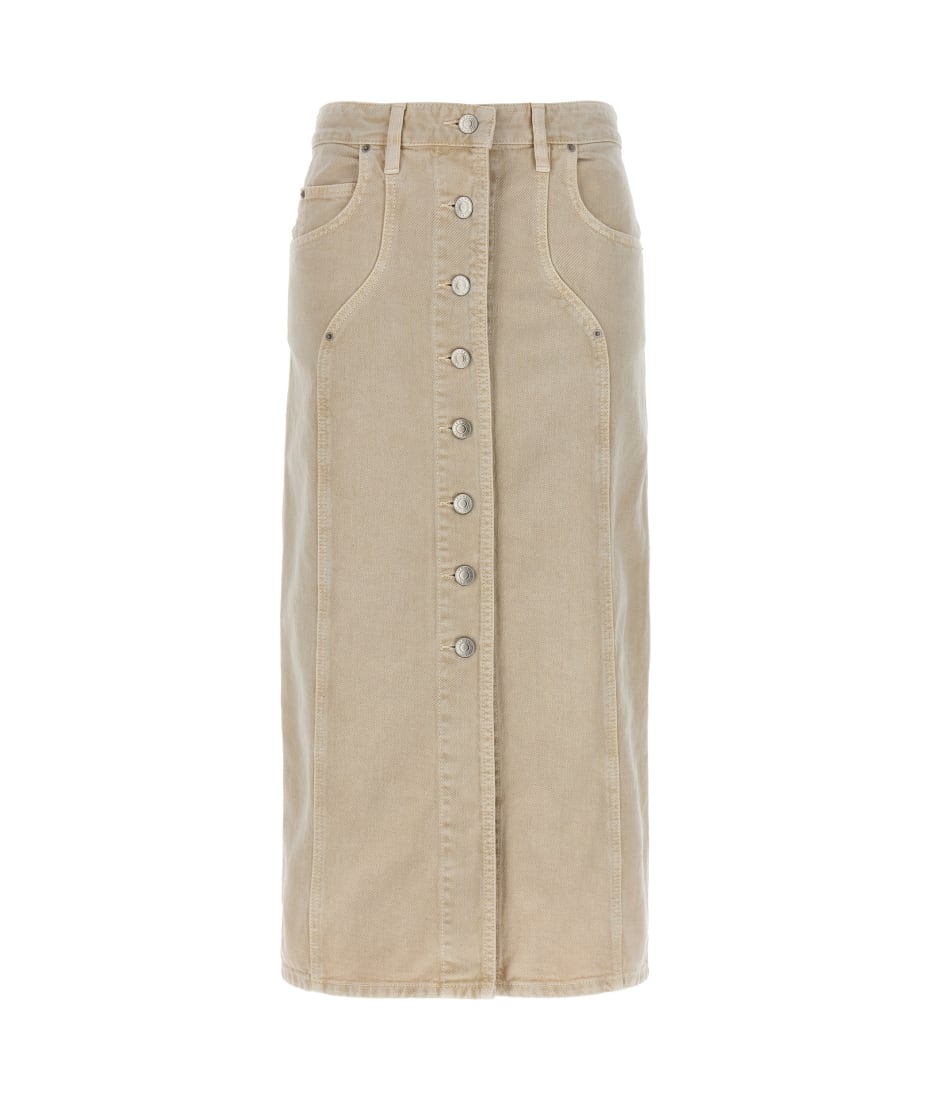 【送料&関税込】Marant Atoile vandy Skirt Beige Vandy Denim Midi Skirt by Isabel Marant Etoile on Sale
