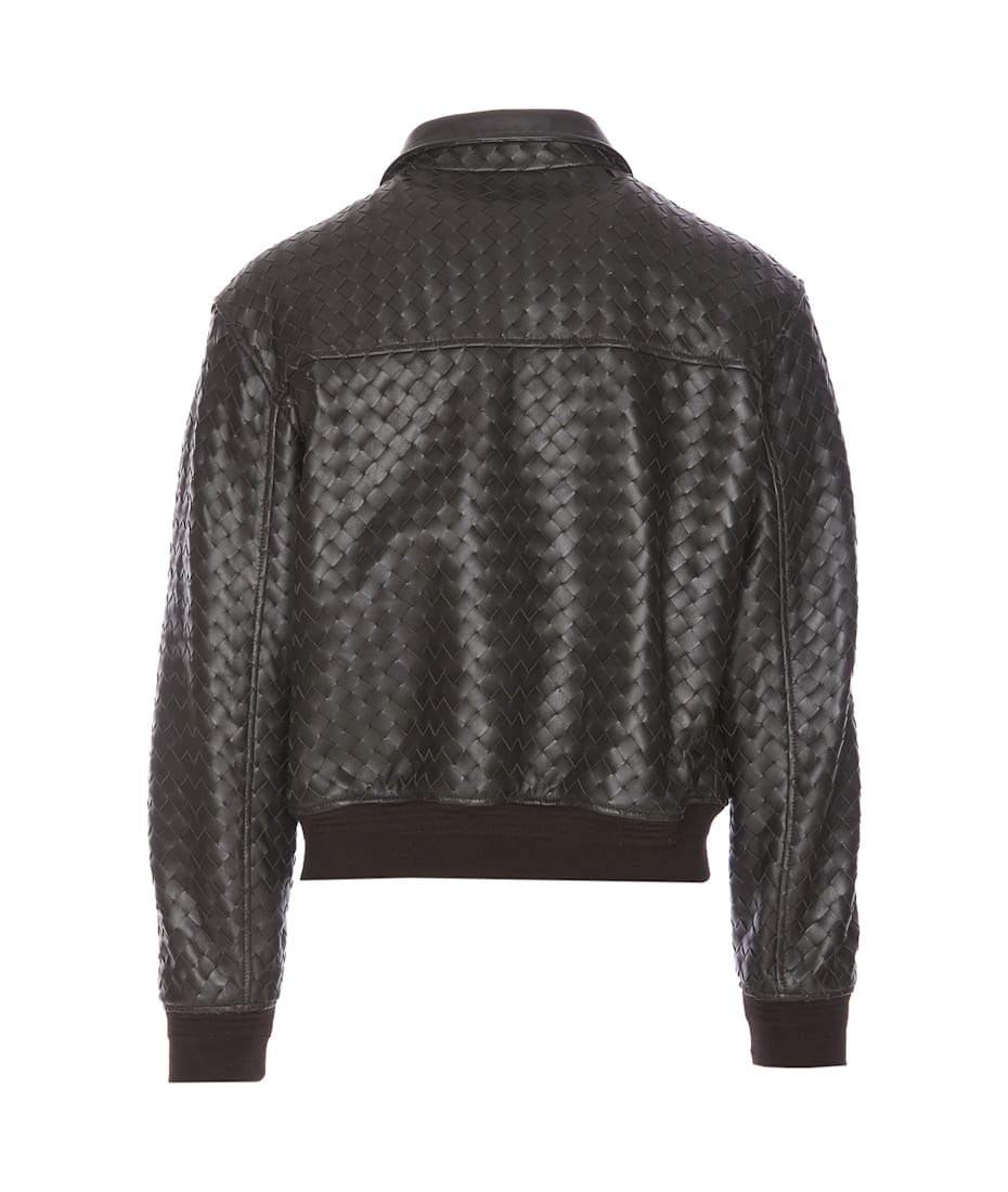 ジャケット・アウター BOTTEGA VENETA Intrecciato design jacket Intrecciato leather-trimmed down jacket in black - Bottega