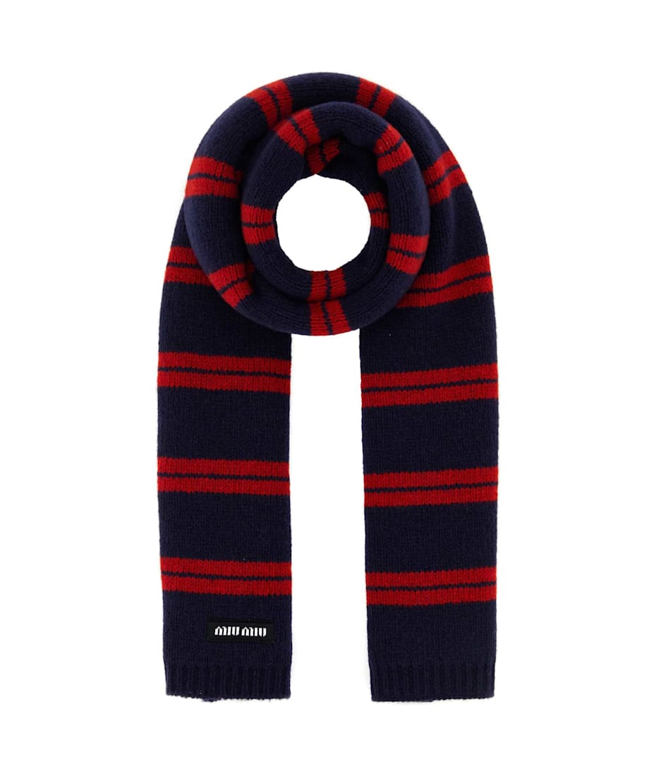 【Miu Miu 】Wool Blend Scarf Miu Miu Embroidered Wool Blend Scarf | italist