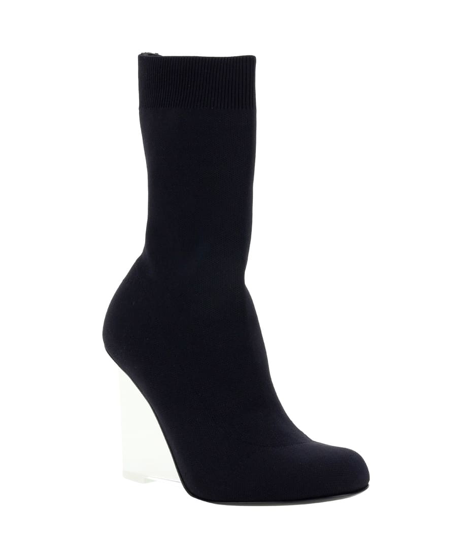 Alexander McQueen Black Stretch Nylon Shard Ankle Boots