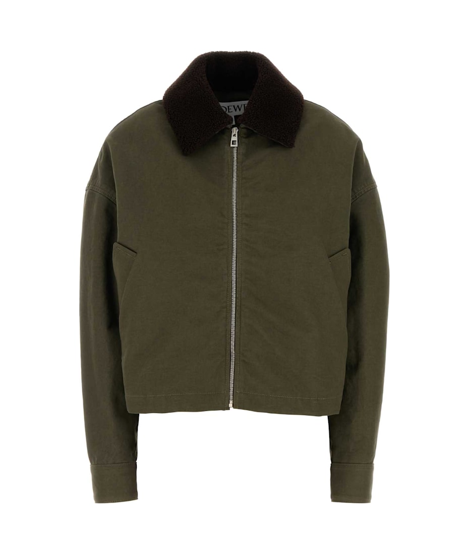 ブルゾン LOEWE SS25 Khaki cotton jacket (S359Y02XD0 KHAKIGREEN) Loewe Khaki Cotton Jacket | italist