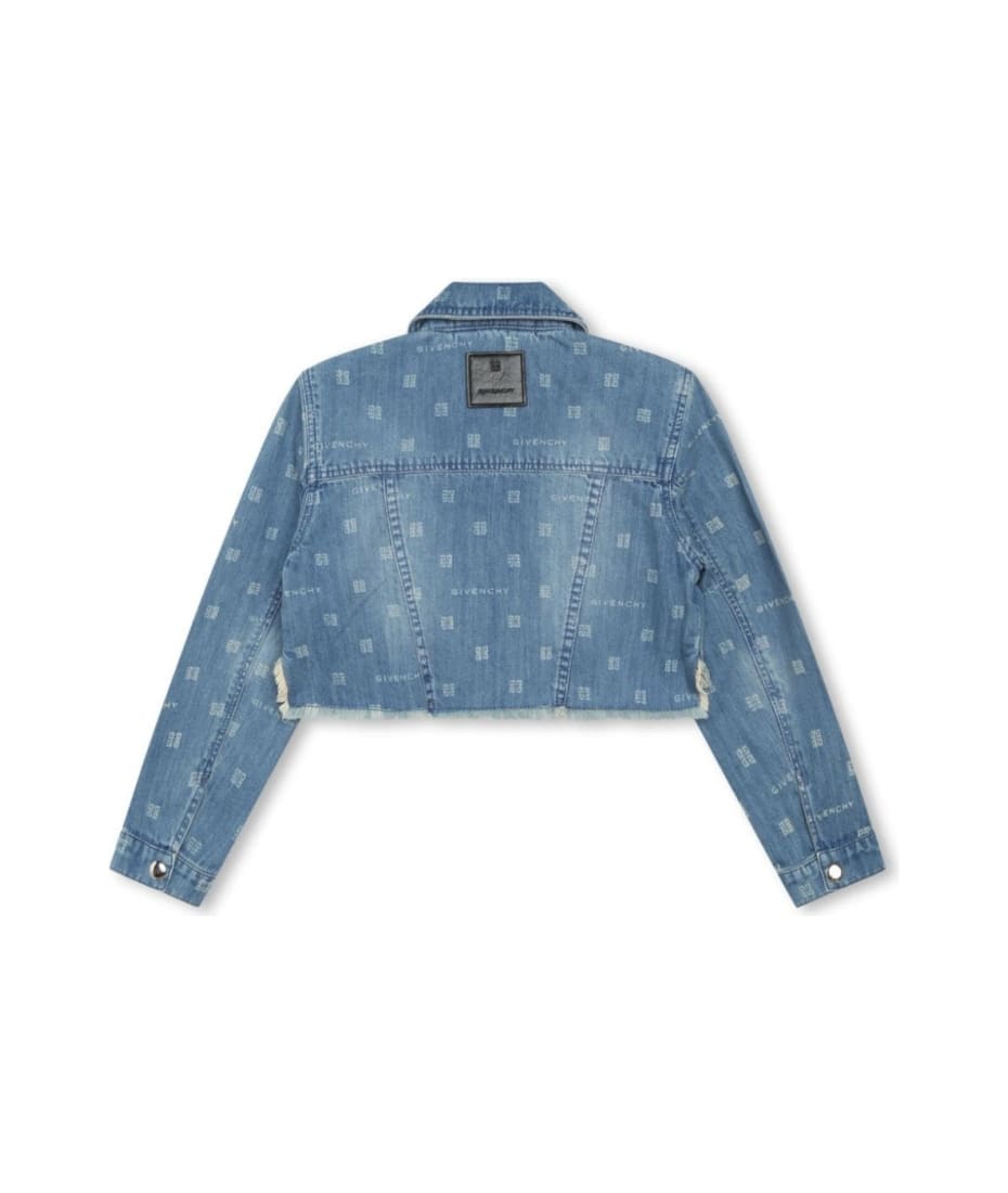 【関送込】GIVENCHY◆COTTON CASUAL JACKET Givenchy Light Blue Crop Jacket With All-over 4g Embroidery