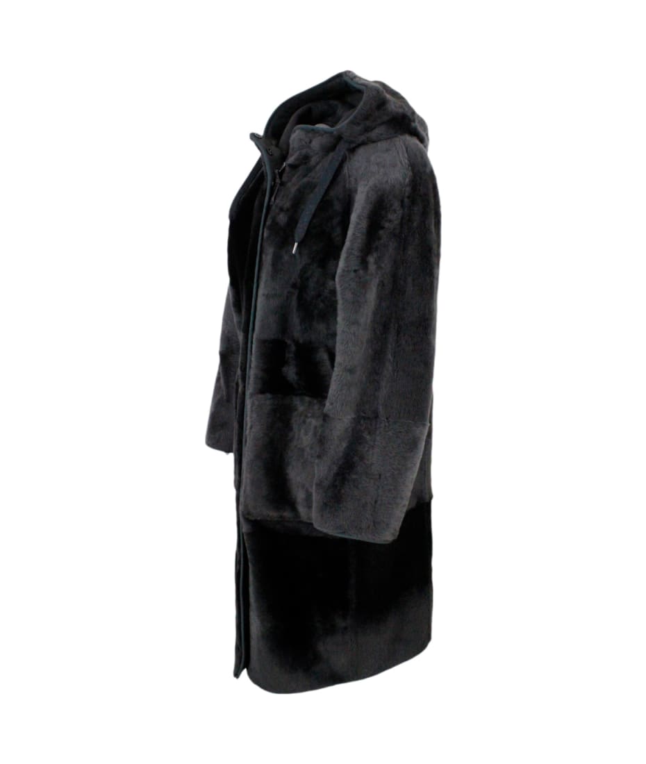 コート BRUNELLO CUCINELLI Women Coats MPMRA9715 C2126 Grey Brunello Cucinelli Reversible Coat In Soft Shearling With