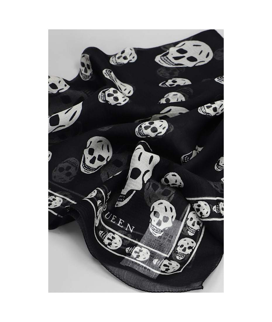 【関税&送料込】Alexander Mcqueen Black Silk Foulard Alexander McQueen Foulard In Black Silk | italist