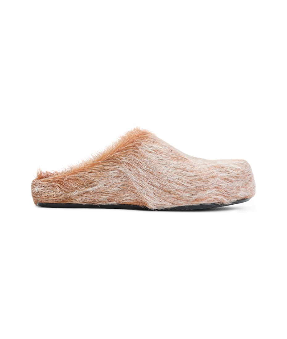 サンダル・ミュール MARNI FUSSBETT SABOT Orange long hair calfskin Fussbett sabot | Marni