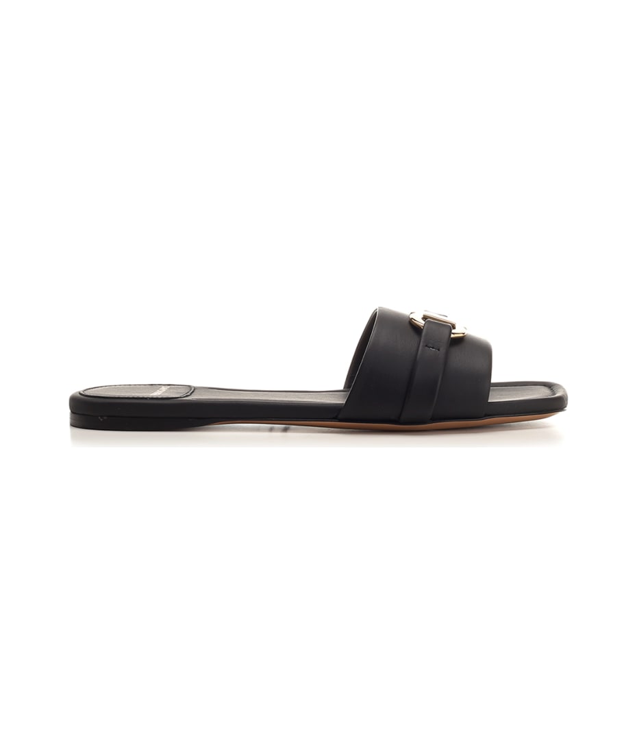 Ferragamo Black gancini Flat Sandal italist