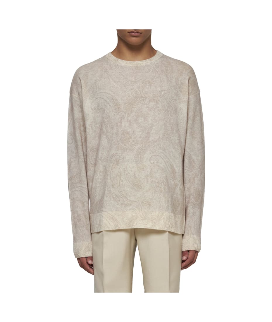 【送料&関税込】Etro Beige Pullover With Inlaid Paisley Moti Etro Beige Pullover With Inlaid Paisley Motif | italist