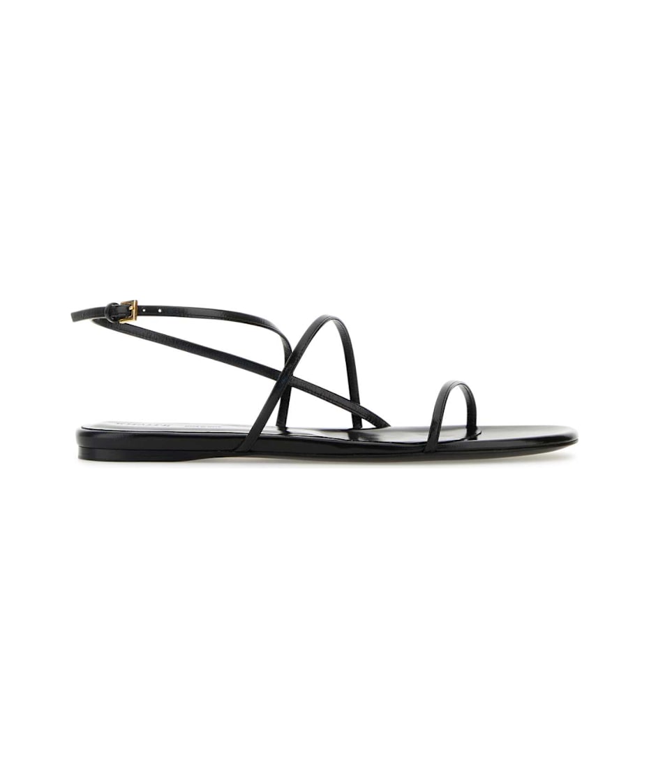 サンダル・ミュール KHAITE SS25 Black leather Loop sandals (F3077920L920 200) Khaite Black Leather Loop Sandals | italist