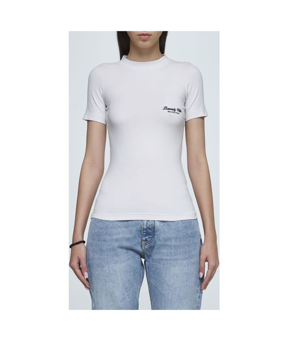 Balenciaga Logo Cotton Fitted T-shirt | italist
