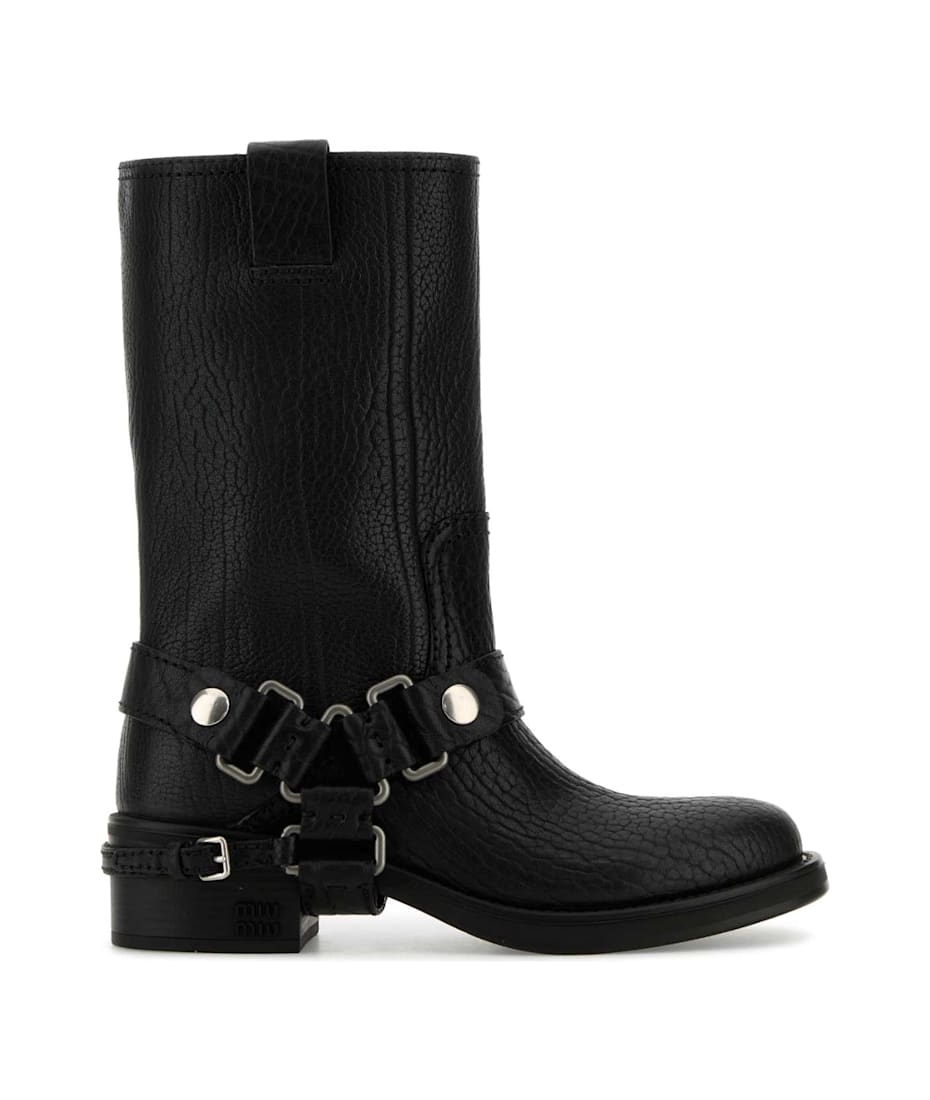 MIUMIU★素敵！BLACK NAPLAK STRETCH ANKLE BOOT NIB MIU MIU 5T560D BLACK NAPLAK STRETCH KITTEN HEEL POINTED