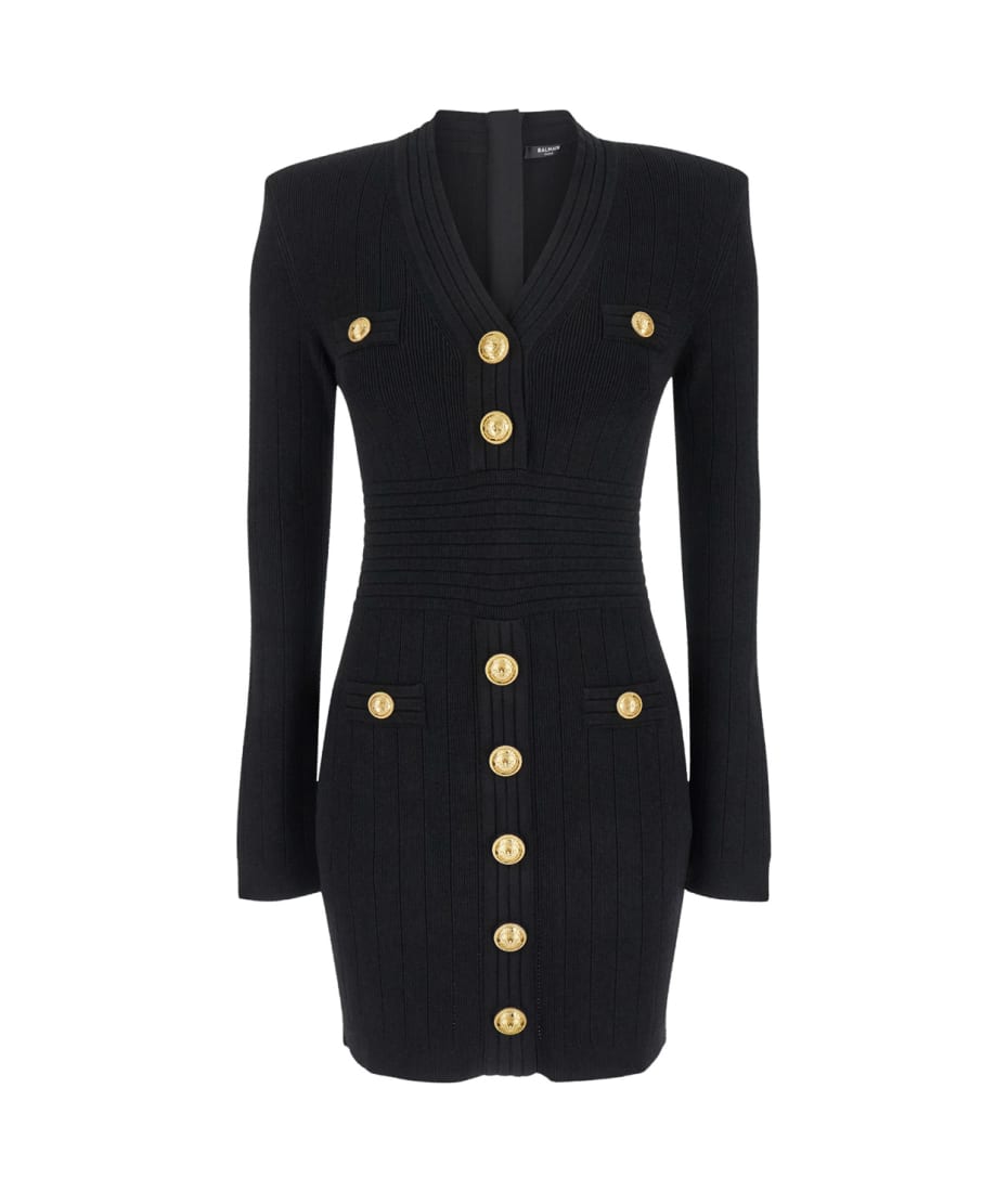 【送料&関税込】Balmain Black Viscose Dress BALMAIN Black Viscose Dragon Stretch One Shoulder Dress Size