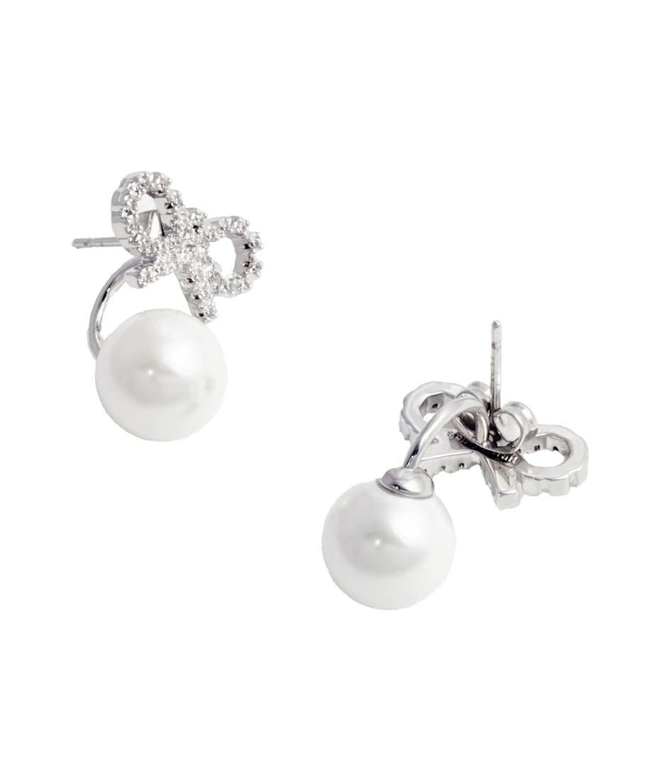 【関税&送料込】Self Portrait Crystal Bow Pearl Jacket Earri self-portrait 'crystal Bow Pearl Jacket' Earrings | italist