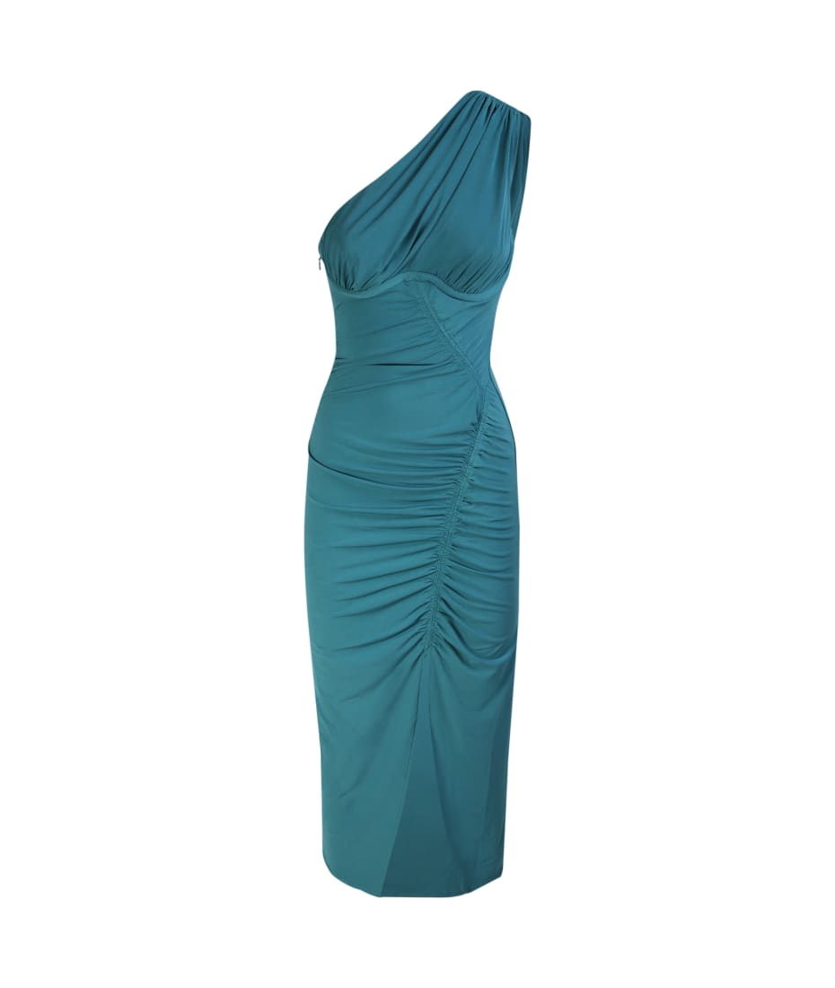 slim fit dress slacks Green One Shoulder Knot Skirt Midi Dress – AX Paris main image 1