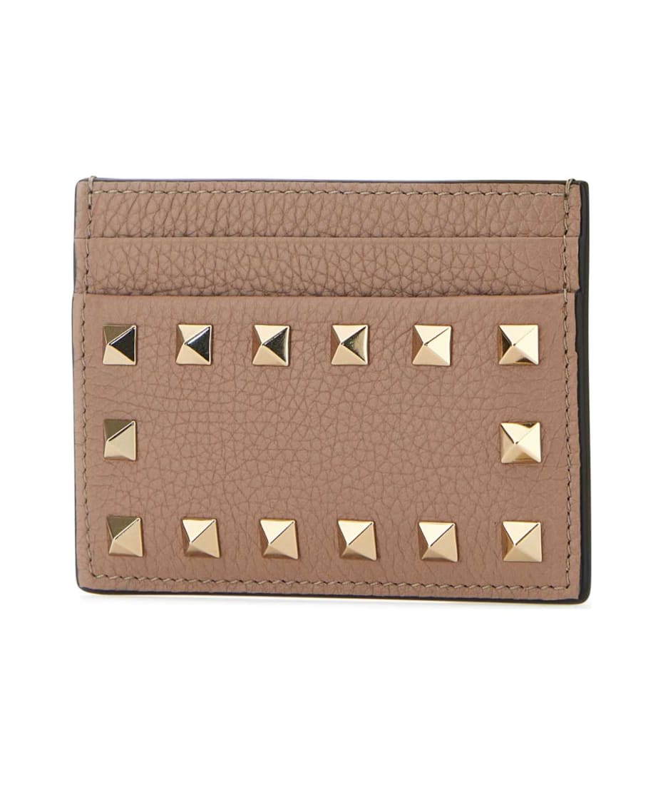 カードケース・名刺入れ Valentino Garavani Powder Pink Leather Rockstud Card Holder Valentino Garavani - Hot Pink Leather Rockstud Card Holder