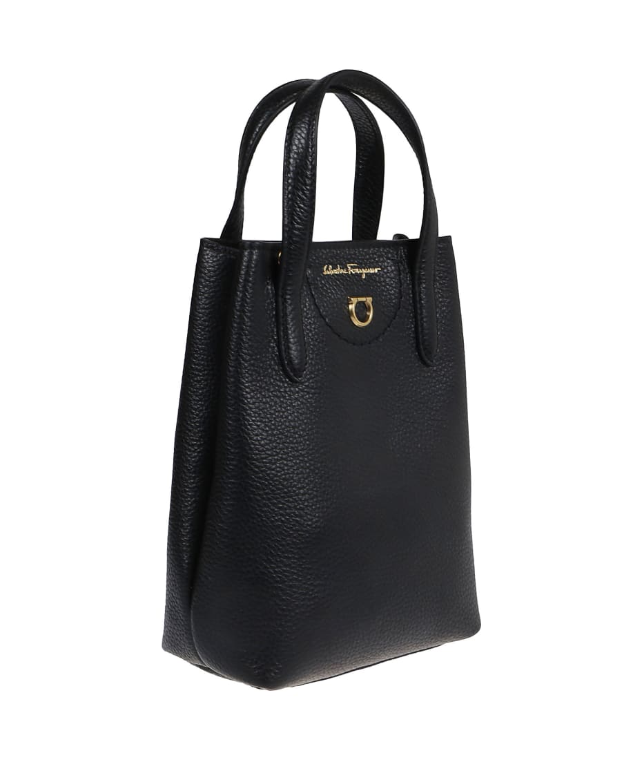 Ferragamo, Travel mini black tote bag