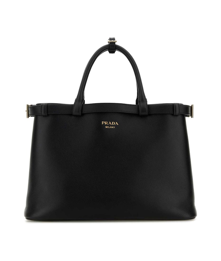 ハンドバッグ Prada Black Leather Medium Prada Buckle Handbag Prada Buckle Medium Leather Handbag with Belt | Saks Fifth