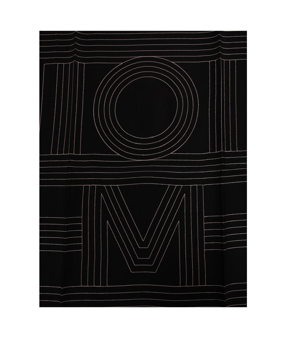 Centered monogram silk scarf black