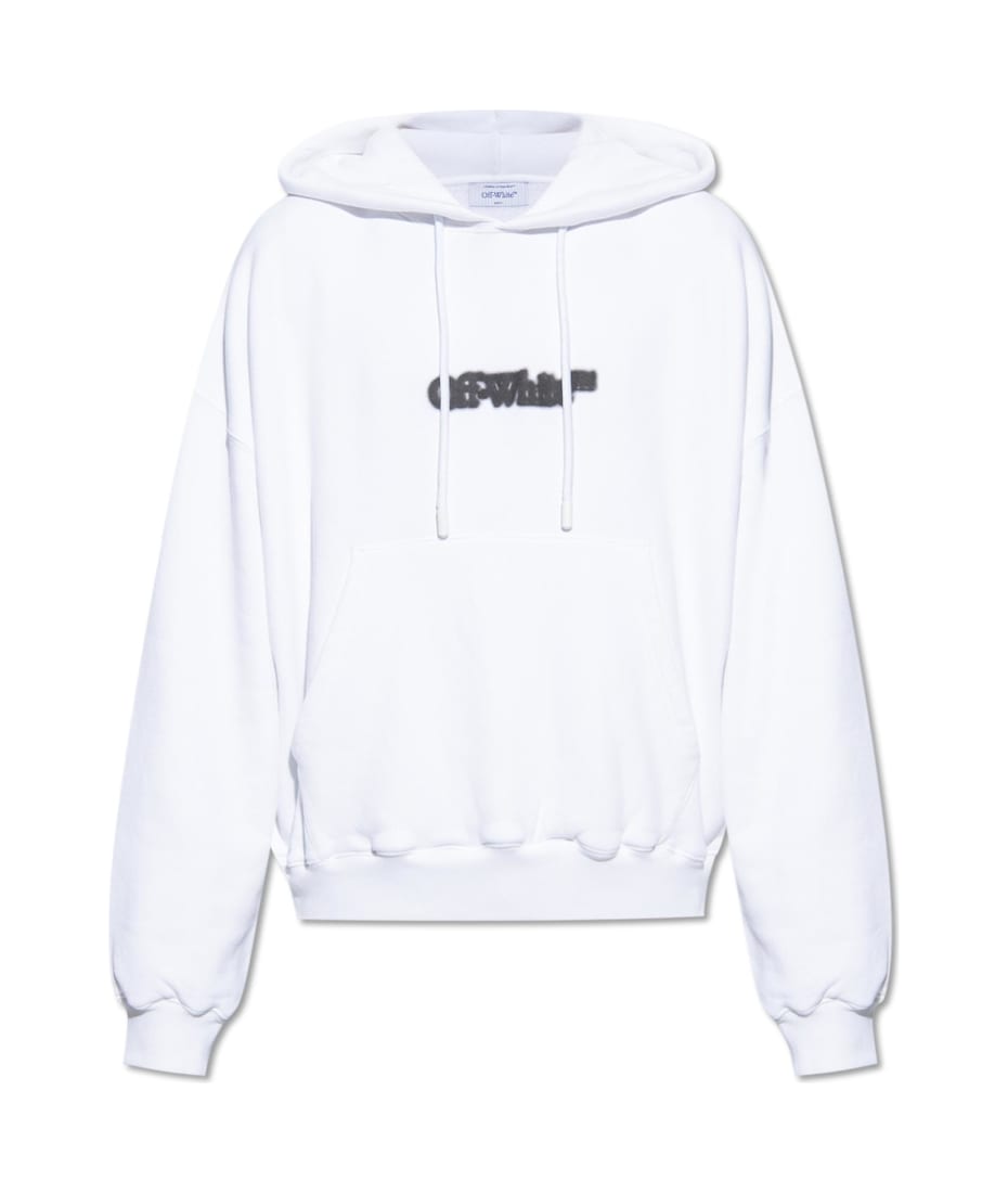 Off-White Cotton Graphic Print Hoodie