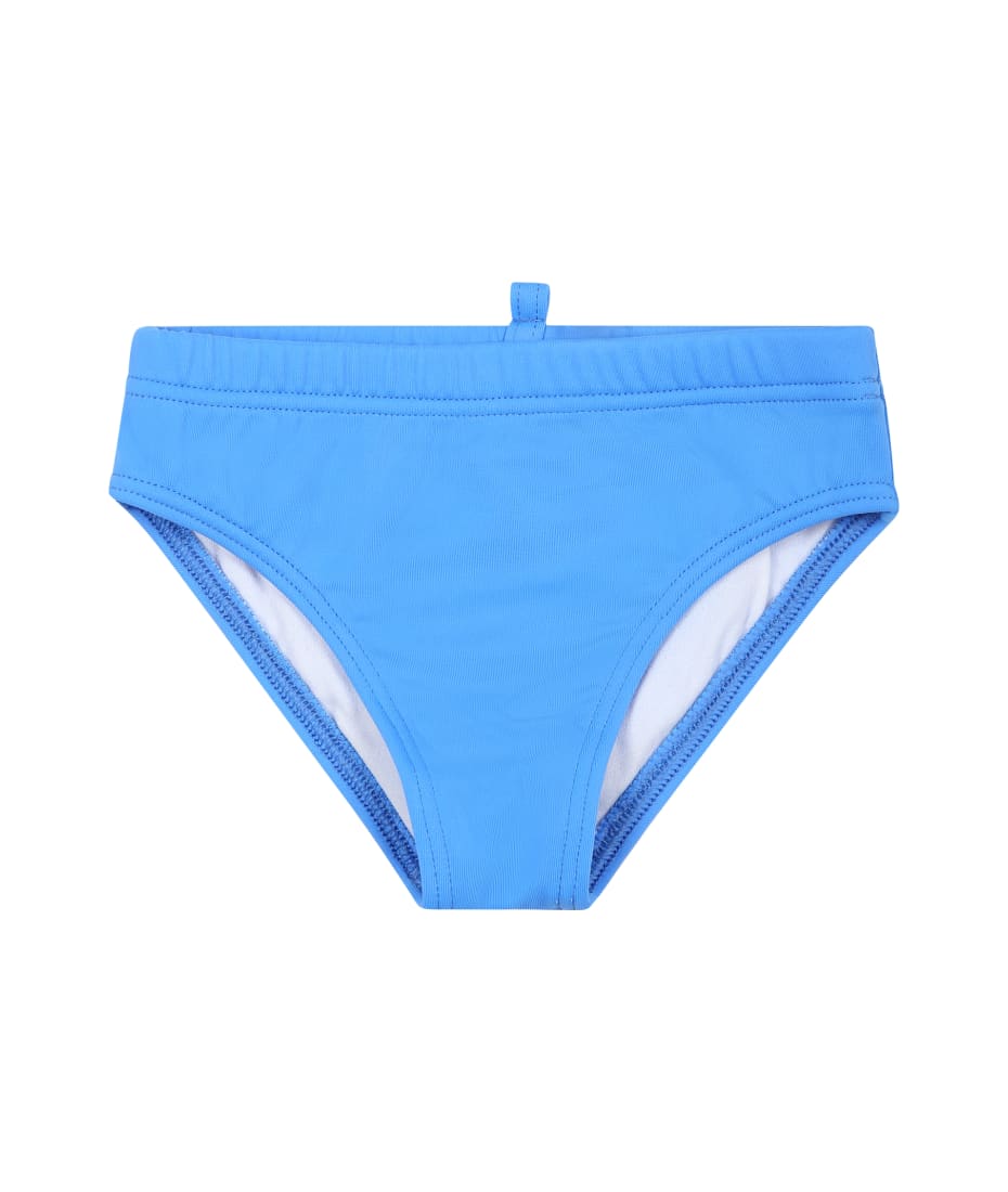 Dsquared2 Light Blue Swim Briefs For Baby Boy With Logo - Light Blue