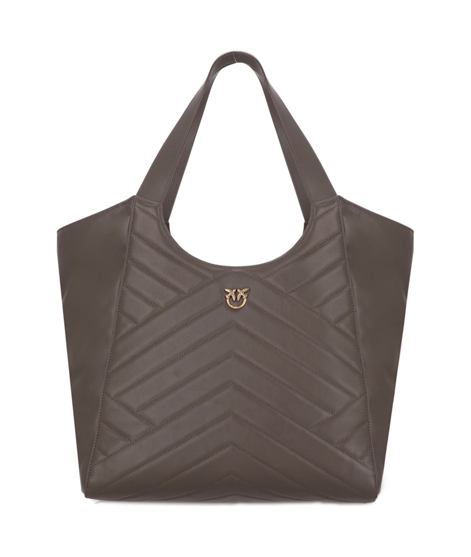 トートバッグ Pinko Brown Leather Handbag With Quilted Design Pinko Shopping Bag With Quilted Leather | italist