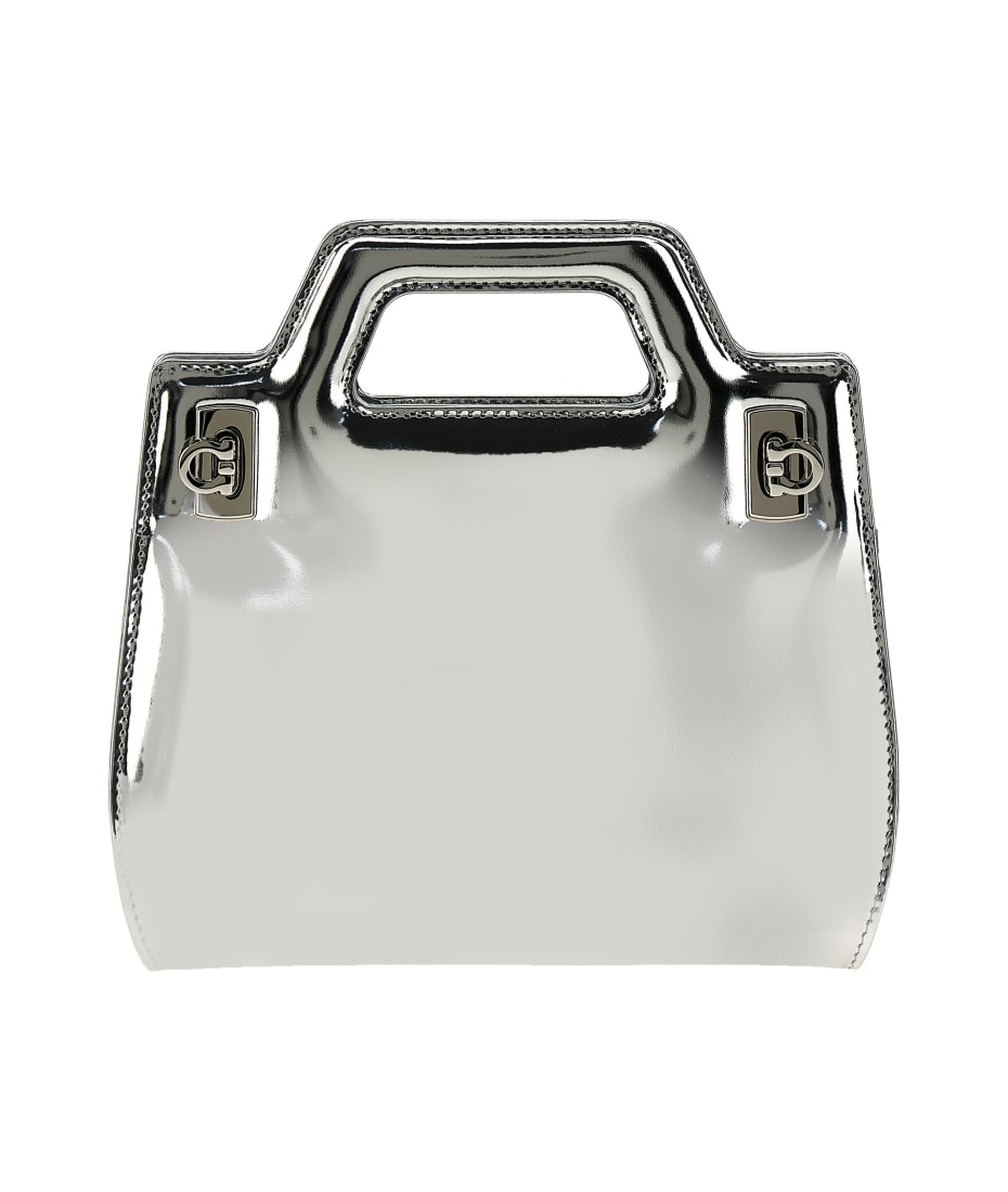 SILVER-TONE LEATHER WANDA CROSSBODY BAG