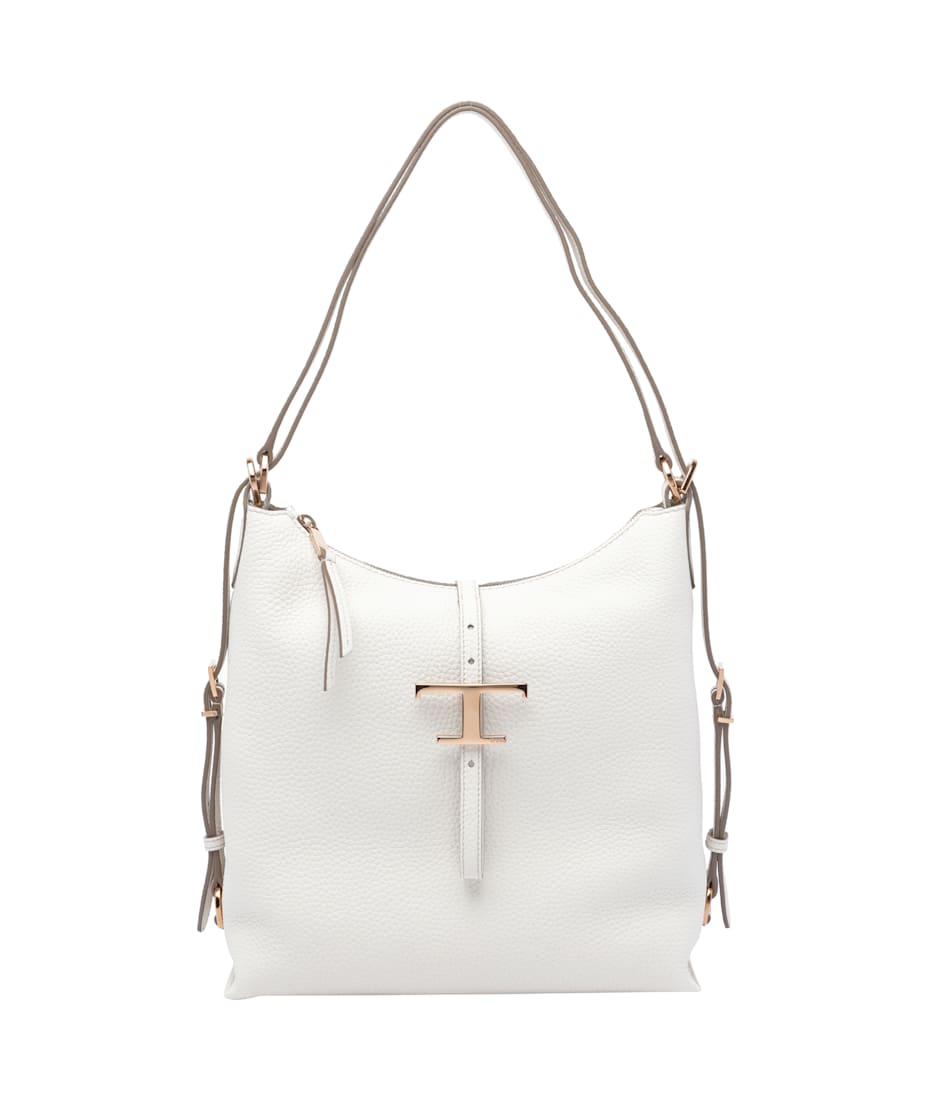 【TOD'S】T TIMELESS SHOULDER BAG Woman BEIGE T Timeless Shoulder Bag in Leather Medium