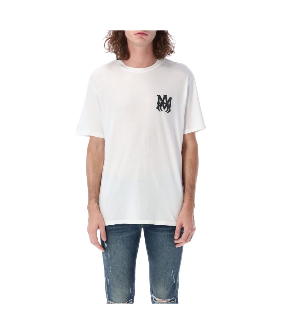 Amiri White Distressed Cotton Crew Neck T-Shirt M Amiri