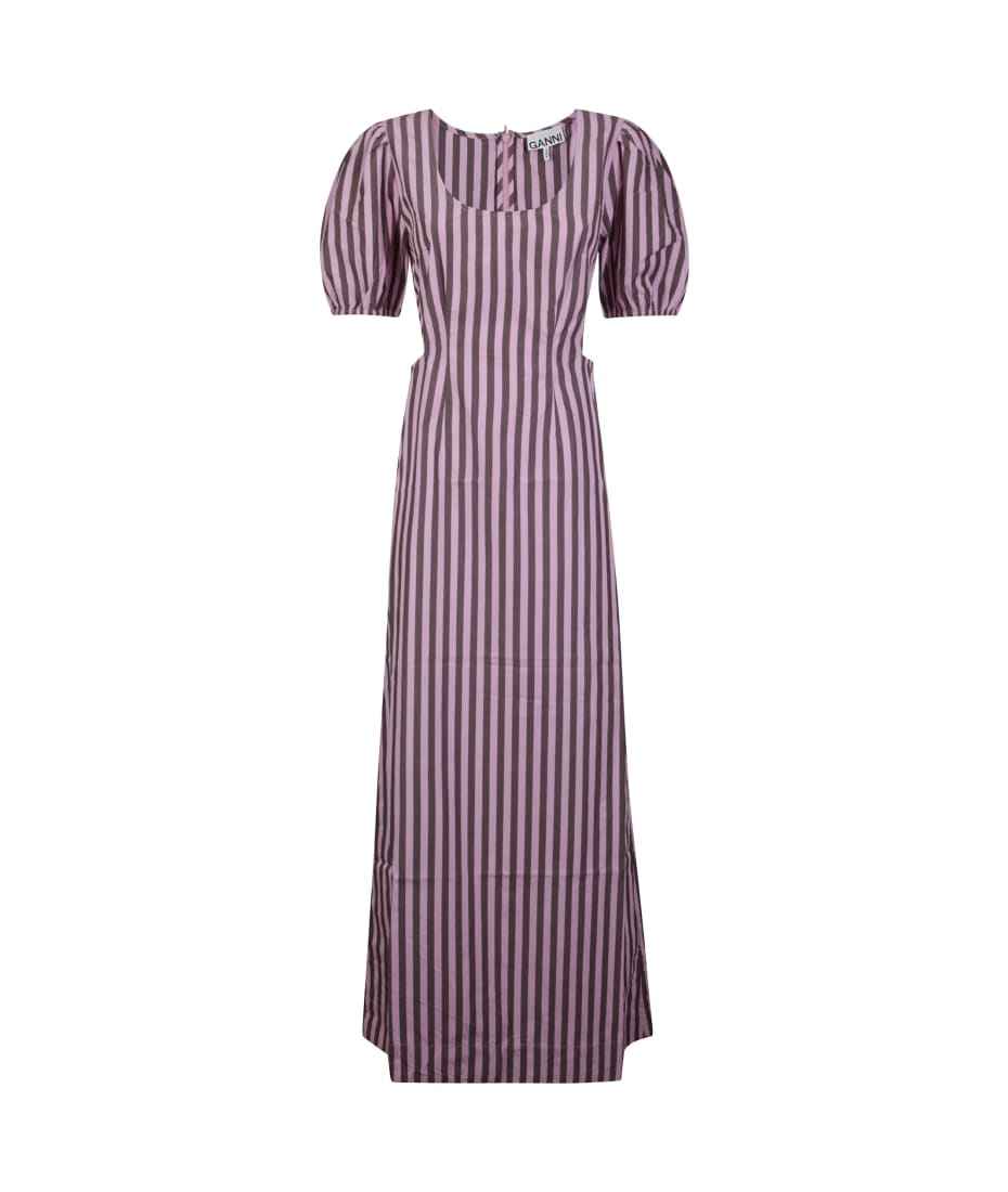 *GANNI* ストライプカットアウトワンピース Ganni Stripe Cotton Cutout Dress ワンピース＆ドレス 通販