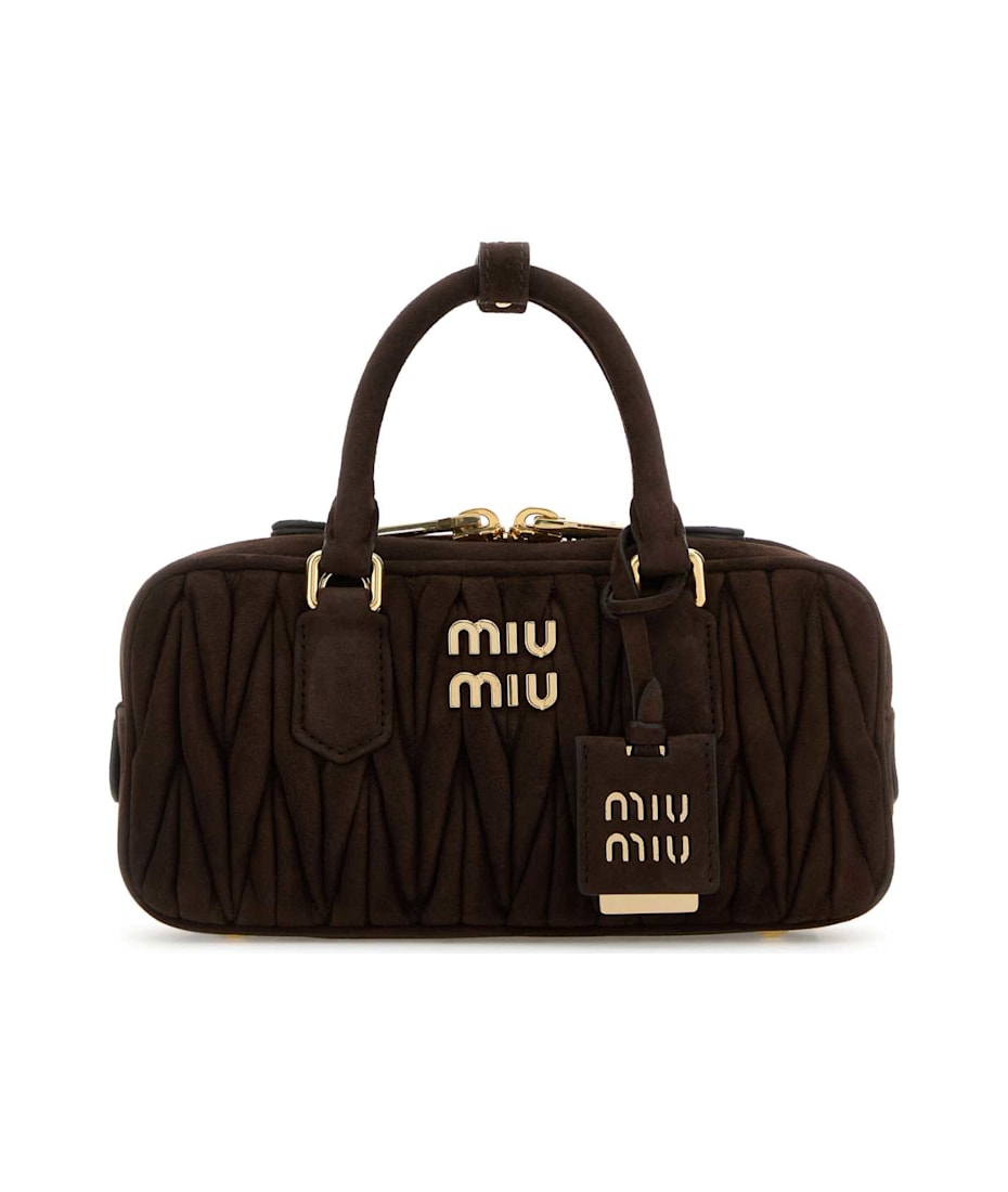 Miu Miu Dark Brown Suede Arcadie Handbag | italist