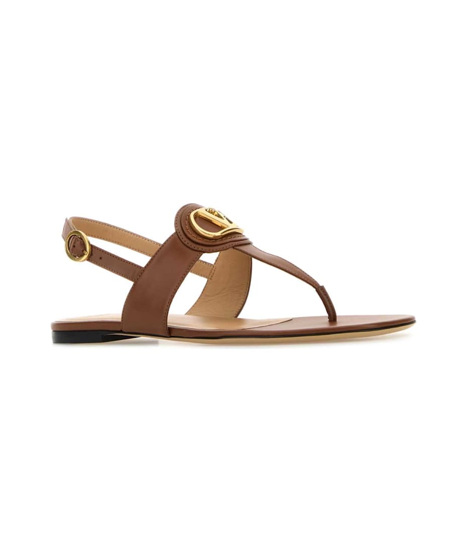サンダル・ミュール VALENTINO Brown leather VLogo thong sandals VLogo Signature leather thong sandals in brown - Valentino