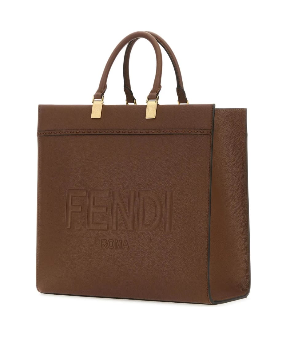 Fendi Brown Leather Medium Sunshine Shopping Bag | italist