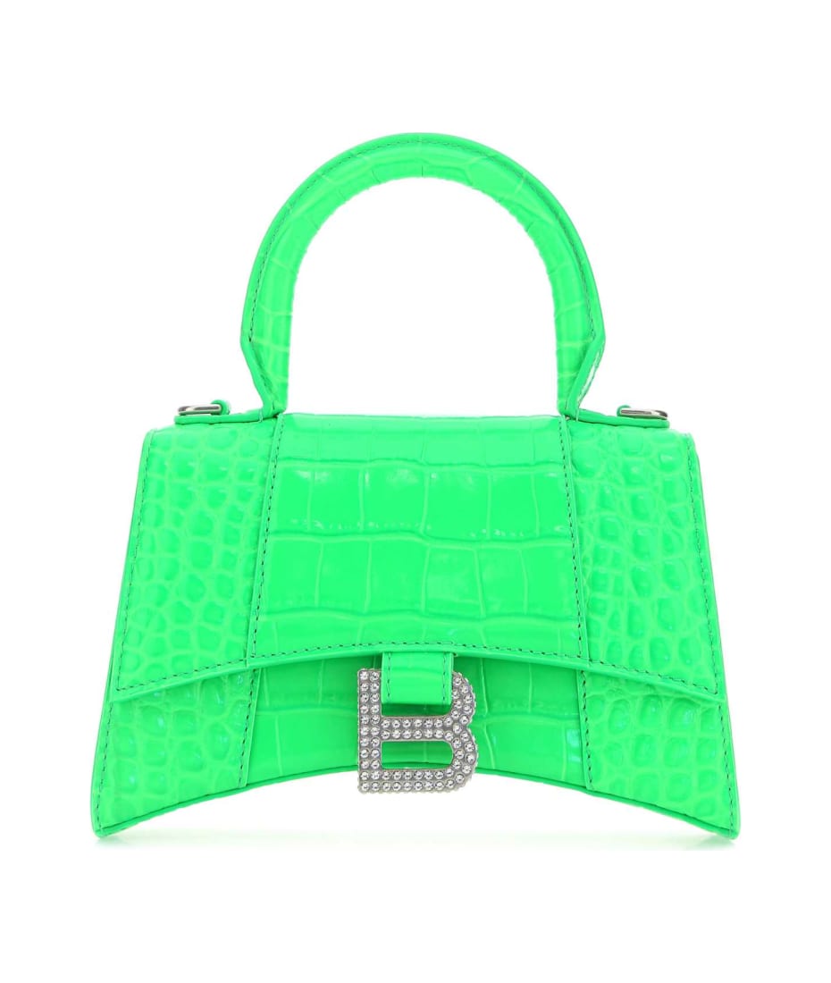 ●送料込●BALENCIAGA●Fluo Green Leather Hourglass Xs Balenciaga Fluo Green Leather Hourglass Xs Handbag | italist