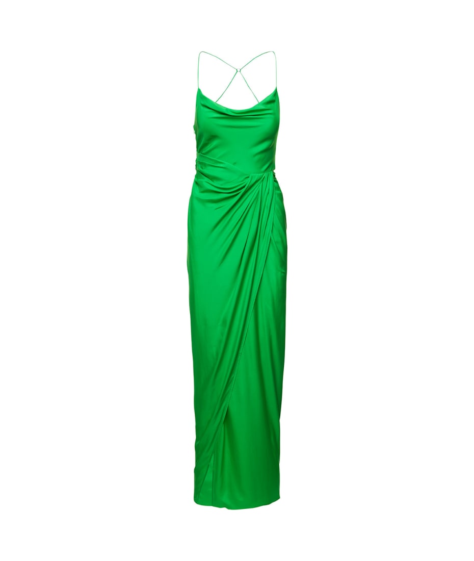 GAUGE81 'shiroi' Long Green Dress With Draped Neckline And Split In Silk  Woman | italist, ALWAYS LIKE A SALE
