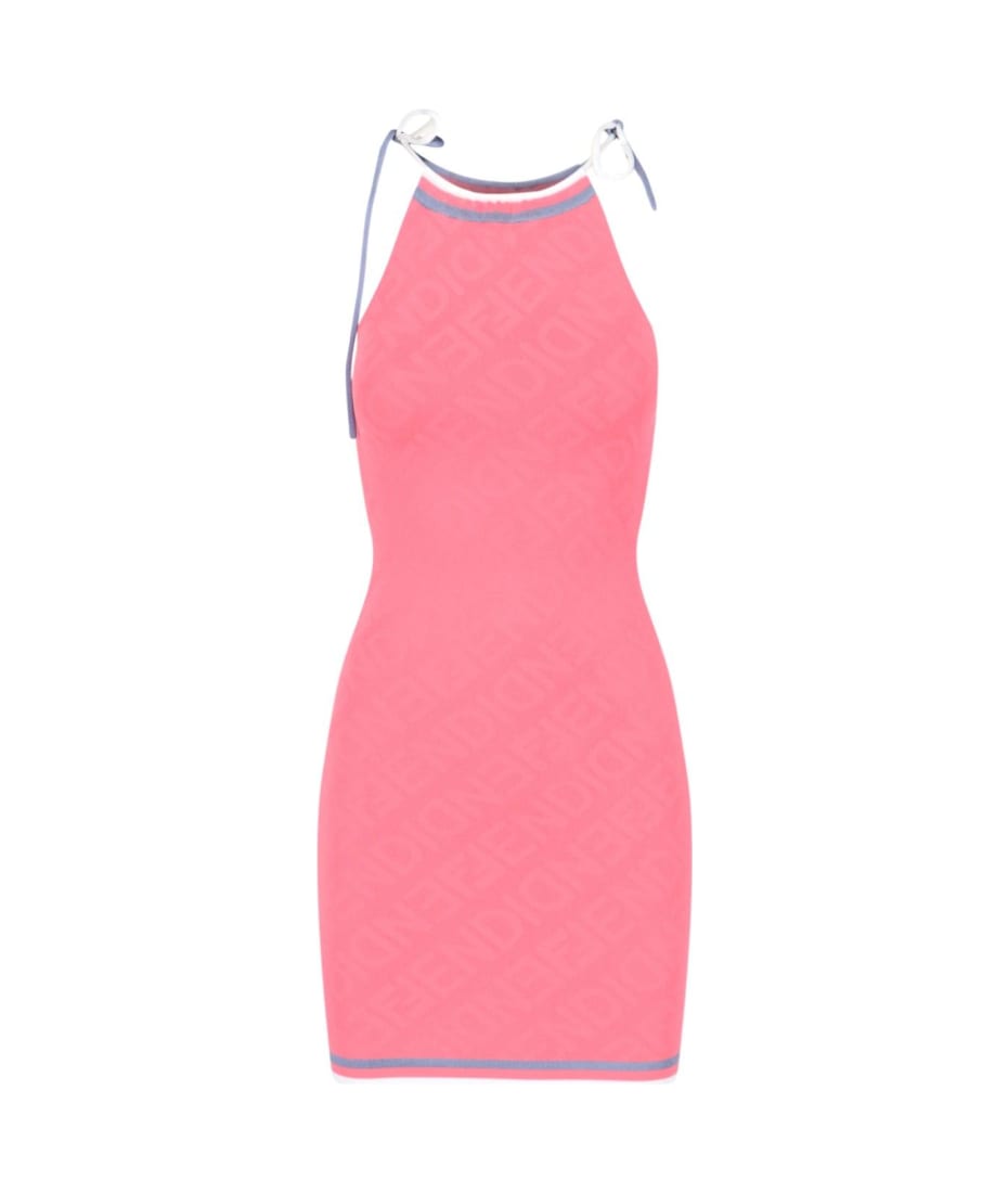 【関税&送料込】Fendi Dark Pink Viscose Blend Mini Dress Fendi Mirror Motif Viscose Mini Dress | italist