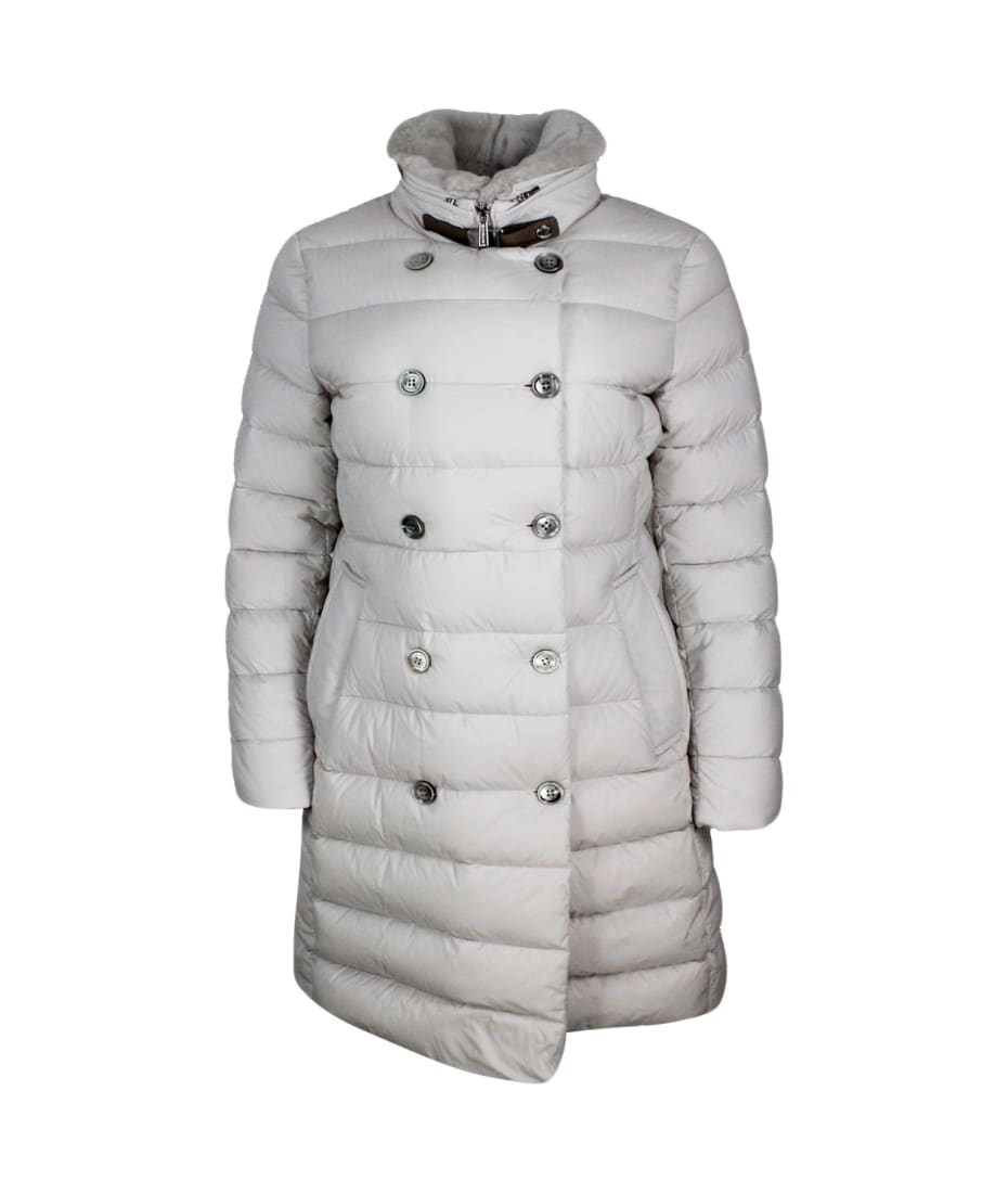 Moorer Long Double-breasted Down Jacket With A Feminine Line