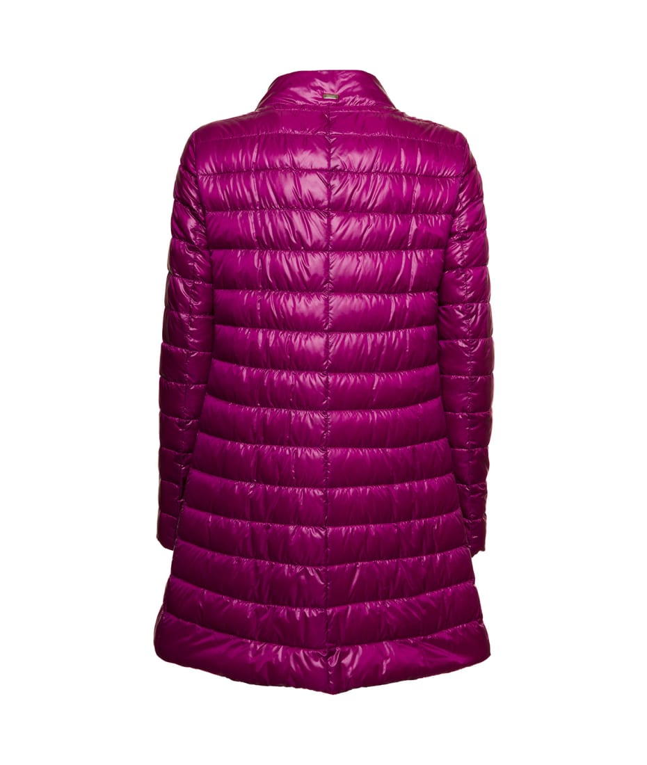 Herno Woman's Pink Quilted Nylon Down Jacket With Foulard