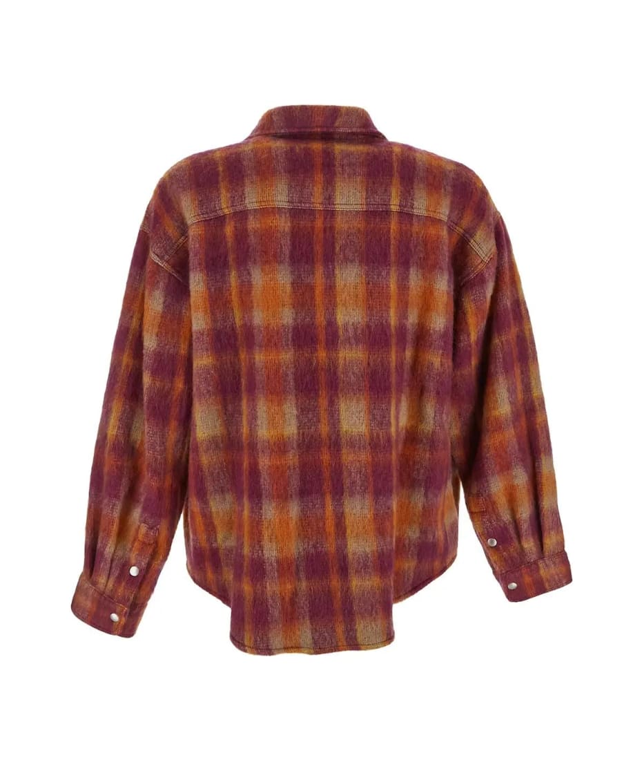 Brown Monogram-embroidered cotton-flannel overshirt, Palm Angels