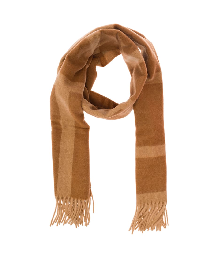 Monogram Wool And Silk Scarf in Brown - Toteme