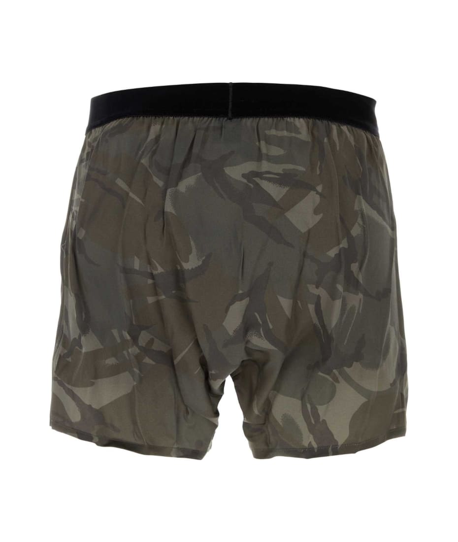 Tom Ford Printed Stretch Satin Boxer - MINERALGREEN