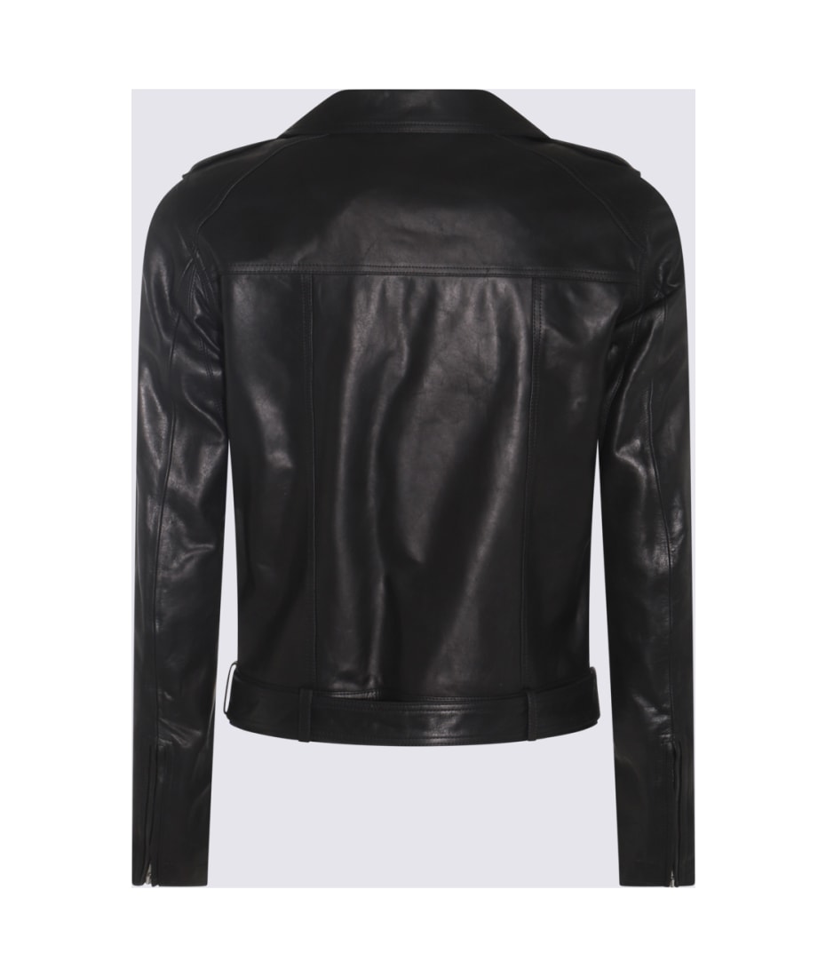 Rick Owens Black Leather Jacket - Black