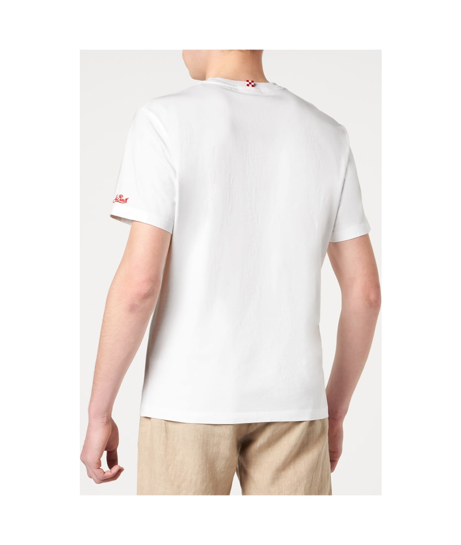 MC2 Saint Barth Man Cotton T-shirt With St. Barth Is Cabrio