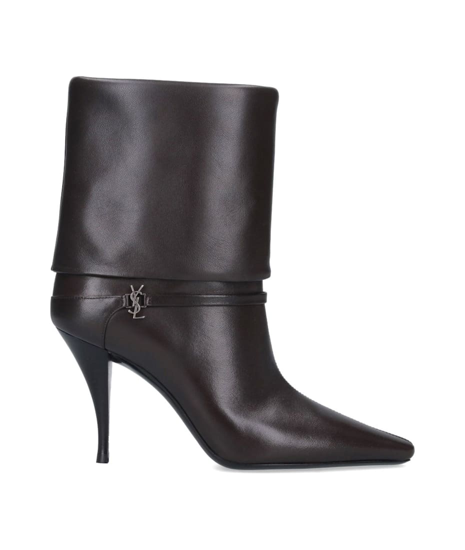 ロングブーツ SAINT LAURENT CAMEL LEATHER VICKY 90 BOOTS Saint Laurent 'vicky 90' Ankle Boots | italist