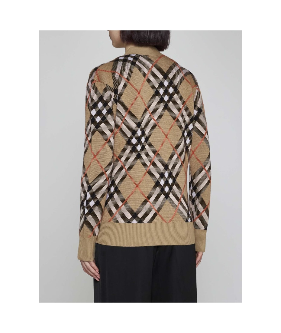 BURBERRY - Chck Motif Wool Cardigan