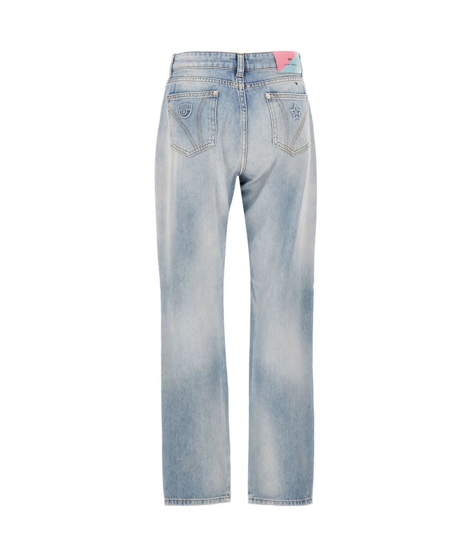 デニム・ジーパン CHIARA FERRAGNI Stretch Denim Jeans Chiara Ferragni star-embroidered straight-leg Jeans | Blue