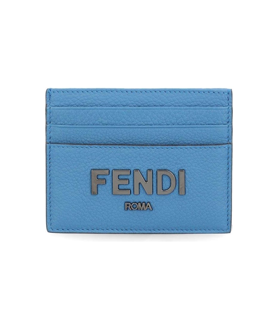 Fendi Selleria Zip Card Holder Wallet - Blue