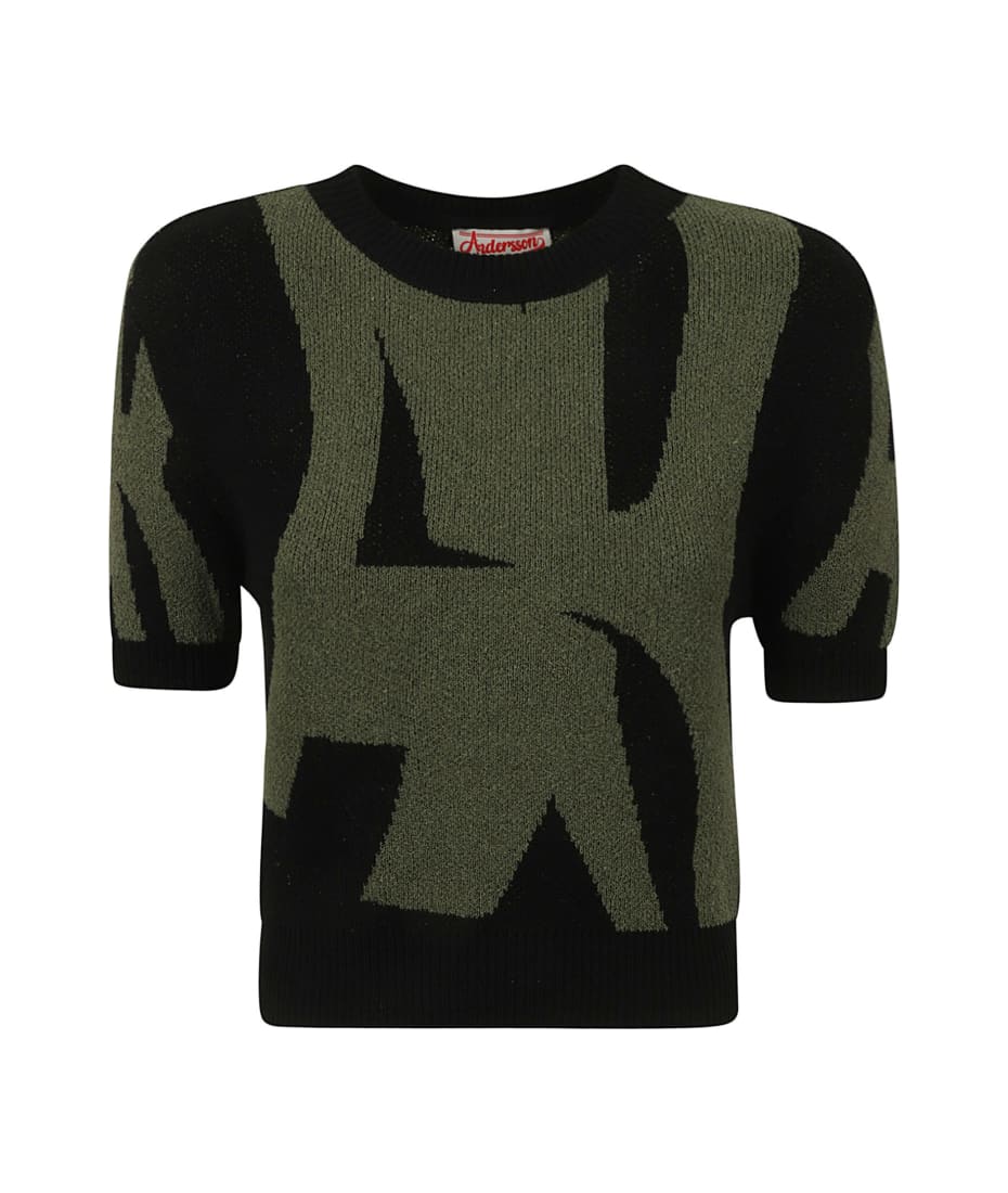 New Ab Logo Jacquard Short Sleeve Knit Pullover